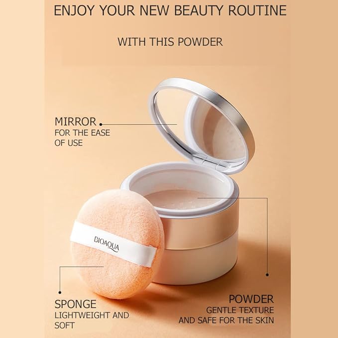 BIOAQUA Lightness Soft Light Oil Control Loose Delicate Powder Covers Skin Blemishes Repair Makeup 3 Colors 15g (#2 Ivory White Color)