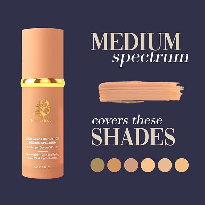 Bio Mimic Foundation Medium Spectrum by Forever Bloom; Protecting from Sun with SPF50; for Gym, Sports, Dancing