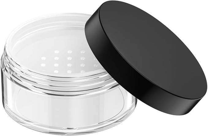 4 Packs 10ml/0.34oz Portable Loose Powder Container Makeup Case Travel Kit with Rotatable Sifter and Black Screw Lid