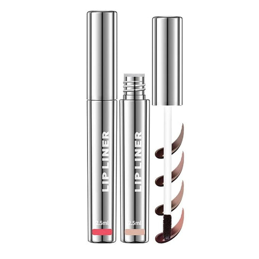 2PC Pipe-off lip liner stain,Nude Matte Tint,Non-Fading, Full Coverage,light brown/dark brown/burgundy long-lasting,line tattoo high-color Tint,Smudge-Proof,Waterproof(#1 Rose Pink+#2 Neutral Mauve)