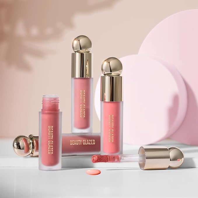 BEAUTY GLAZED Waterproof Matte Liquid Blush Stick Lightweight Cream Blush Moisturising Easy to apply Liquid Blush Multi-purpose Eyes lips Face Beauty Blush # 103