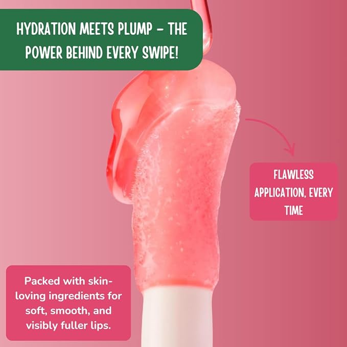 RUDE Cosmetics Berry Plump Lip Plumper Set, Plumping Lip Gloss for Women, Hydrating Cute Lipgloss Plump with Hyaluronic Acid, Shea Butter, Vitamin E & Chili Extract, Vegan, Pink Sugar & Clear