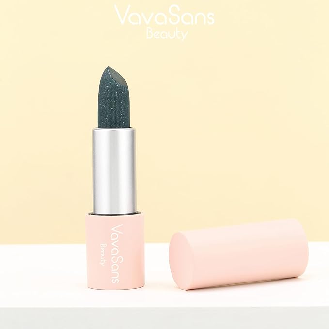Vegan Glitter Lipstick Turquoise Shimmer Metallic Sparkling Blue Green Shade Long Lasting Waterproof Non-Sticky Formula Diamond Shiny Highly Pigmented Lip Stick for Women