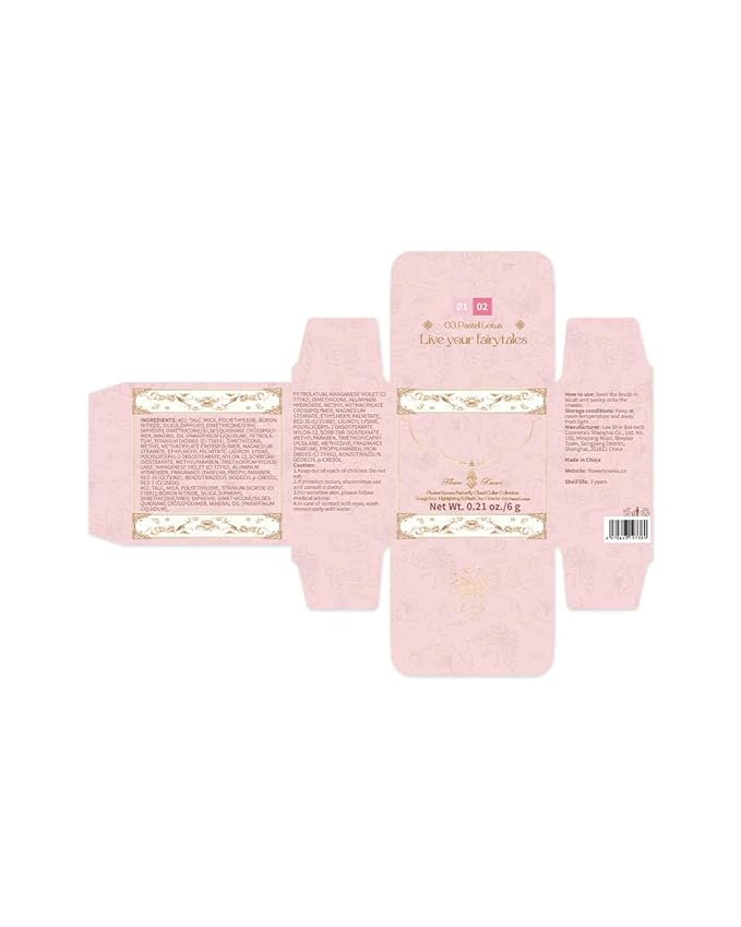 Flower Knows Butterfly Cloud Collar Rouge Box Highlighting & Blush Duo Powder,Pink Matte Finish Blush & Highlighter Palette,Buildable & Blendable Makeup Blush for cheeks(03 Pastel Lotus)