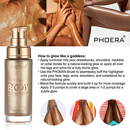 PHOERA Liquid Illuminator, Shimmer Body Oil & Face Highlighter - Glistening Bronze, 30ml