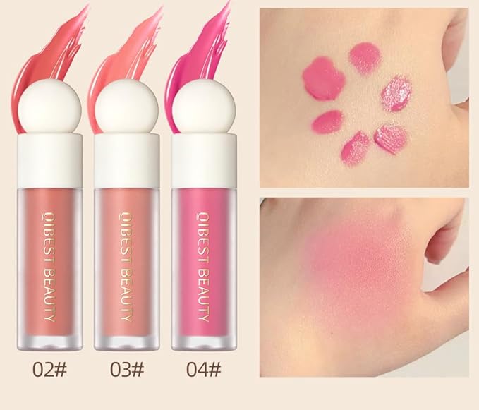 KWOLYKIM Liquid Blush, Soft Velvet Cream Blush For Cheek, Dew Finish Skin Tint Blush Makeup For Eye, Lips & Cheek Long Lasting & Moisturizing Natural-Looking Peach Pink