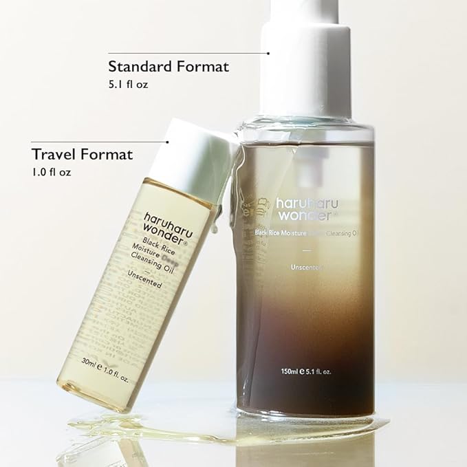 HARUHARU wonder Black Rice Moisture Cleansing Oil, Double Cleansing, Daily Makeup remover, Pore Oil Cleanser, Korean Skincare for sensitive, normal and Oily Skin, 5.1 fl oz