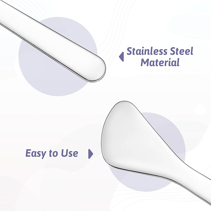 6PCS Mini Metal Makeup Spatulas, Stainless Steel Skincare Spatula, Reusable Cosmetic Spatula for Blending and Sampling Plant Masks, Skin Care Creams, Eye Cream, Essences (2 Styles)
