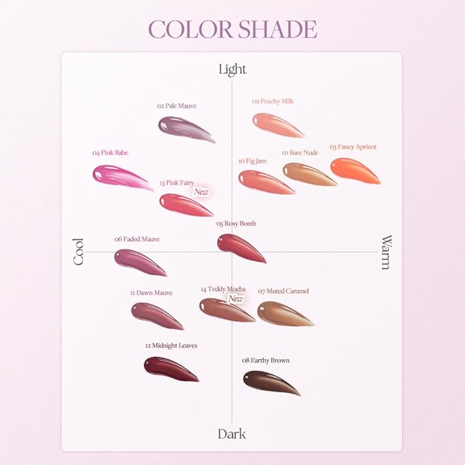 Heart Percent Dote On Mood One Way Glowy Tint, Glass-like High Shine Glossy Finish w/Long-Lasting Luminous Color Lip Stain for Glowy Look, #08. Earthy Brown
