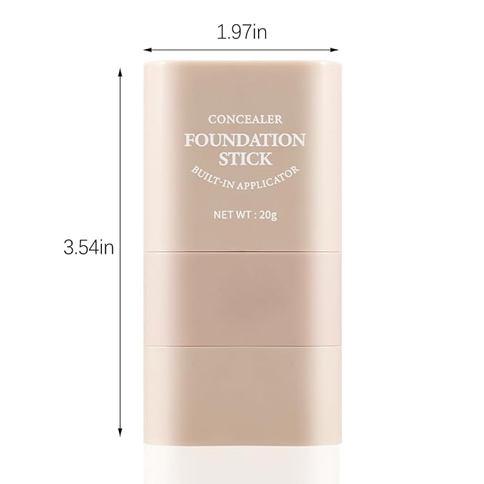 2 in 1 Full Coverage Foundation Stick,Hydrating Lightweight Foundation Makeup Stick,Built-In Applicator,Long-Lasting Cream Concealer,Natural Colour