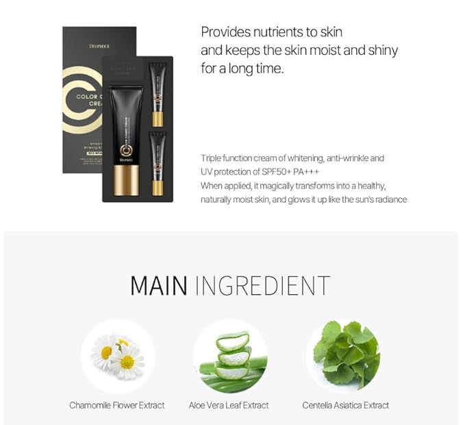 Deoproce Color Combo CC Cream SPF50+ PA+++ (#23 Sand Beige) | Anti-Wrinkle, Hydrating CC Cream | Strong Glow Effect for Silky, Radiant Skin | Korean Skincare