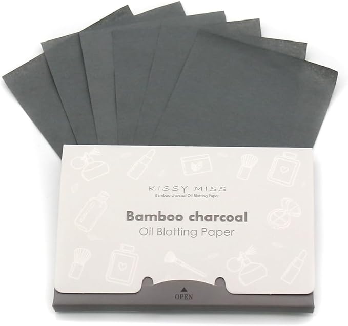 Bamboo charcoal oil blotting sheets for face,100 Counts in 1 Pack,lift away excess oil,easy to slip into your purse, makeup bag, or even your pocket (Grey)