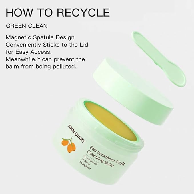 Sea Buckthorn Fruit cleansing Balm,makeup remover,cleansing balm/Oil,Gentle Exfoliating Double cleanser,Facial cleanser for All Skin Types(3.52oz/100g)