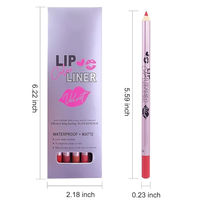 12 Pcs Natural Nude Brown Beige Colors Lip Liner Lipstick Pencils Set for Daily Makeup,Easy to Apply & Remove,Waterproof (set12)
