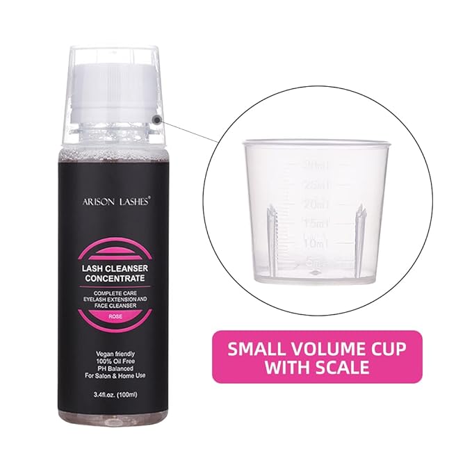 Eyelash Cleanser Concentrate 100ml Professional Lash Extensions Shampoo Natural Foaming Cleanser for Extensions Lashes with Salon Home Care-Makes 20 Bottles 60ml Eyelash Shampoo(Rose)