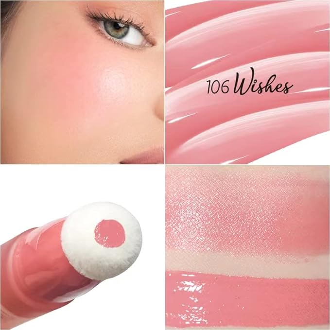 Blush Beauty Wand, Cream Blush Stick with Cushion Applicator, Natural Matte Finish - Peach Pink