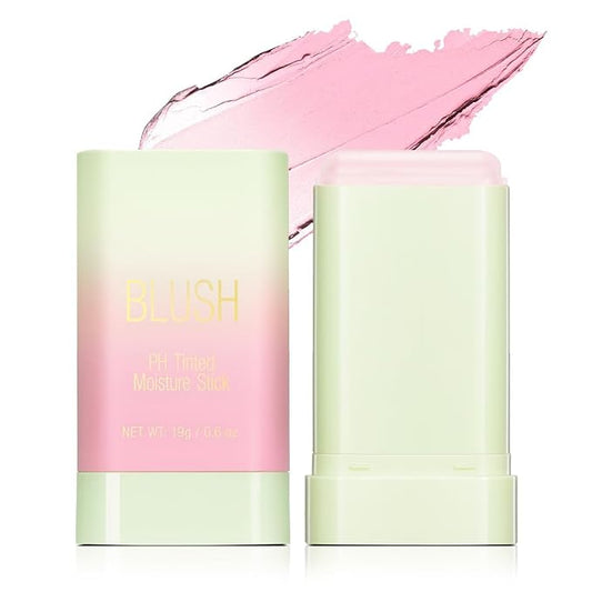 PH Color Changing Hydrating Blush Stick - 3-in-1 Tinted Solid Blush/Eyes/Lips (Shy Pink)
