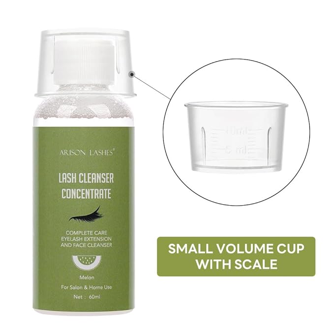 Eyelash Cleanser Concentrate 60ml Professional Lash Extensions Shampoo Natural Foaming Cleanser for Extensions Lashes with Salon Home Care-Makes 12 Bottles 60ml Eyelash Shampoo (melon)