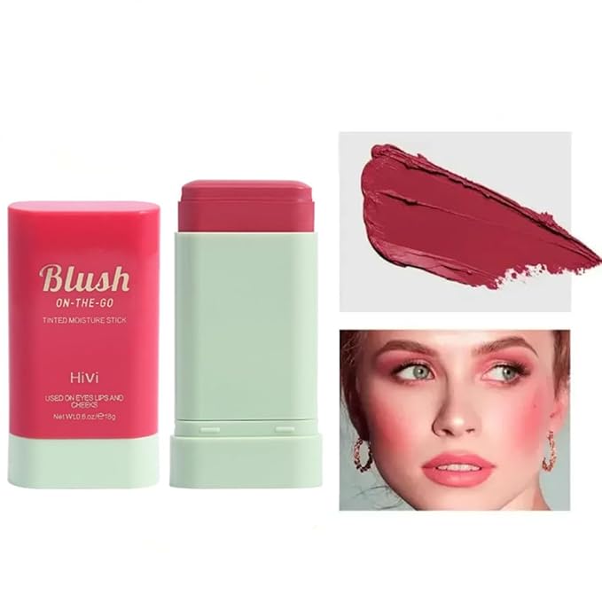 LAMUSELAND Cream Blush Stick, Multi Use Waterproof Natural Face Blush, Moisturize, Long-lasting, Pigmented & Blendable, Matte Makeup Blush Stick for Cheeks Eyes Lips (peach pink)
