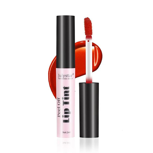 Peel Off Lip Stain, Long Lasting Waterproof and Transfer Proof Lip Tint, Matte Finish Peel Off Lip Stain, Non-stick Cup Peel Off Lipstick Lip Makeup for Women Girls (Color : Glamor)