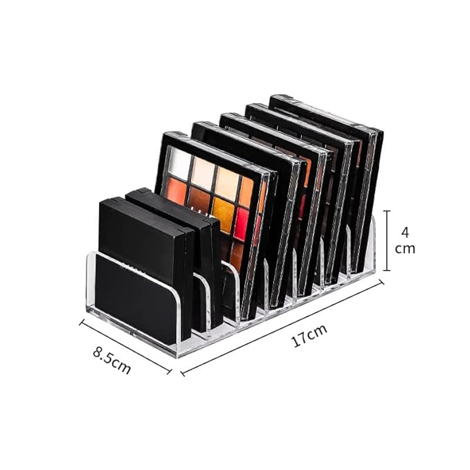 1 Piece 7-Section Acrylic Eyeshadow Organizer Cosmetic Makeup Palette Organizer Divided Makeup Organizer Eyeshadow Contour Blush Holder for Eyeshadow Palettes Blush Face Powder, Small, Clear