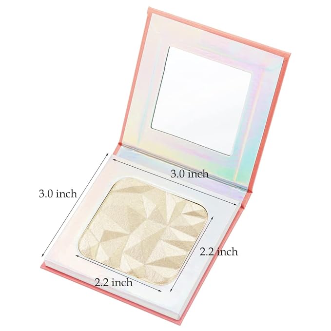 Highlighter Makeup Palette,holographic packaging with Mirror Cosmetics Vegan, Cruelty Free and Hypoallergenic 6 color Pigmented Face (Highlighters-02)