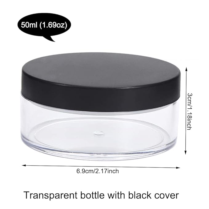 AKOAK Capacity 50 ml(1.69 oz) Empty Reusable Plastic Loose Powder Compact Container DIY Makeup Powder Case with Sifter and Lined Screw Lid,Pack of 1