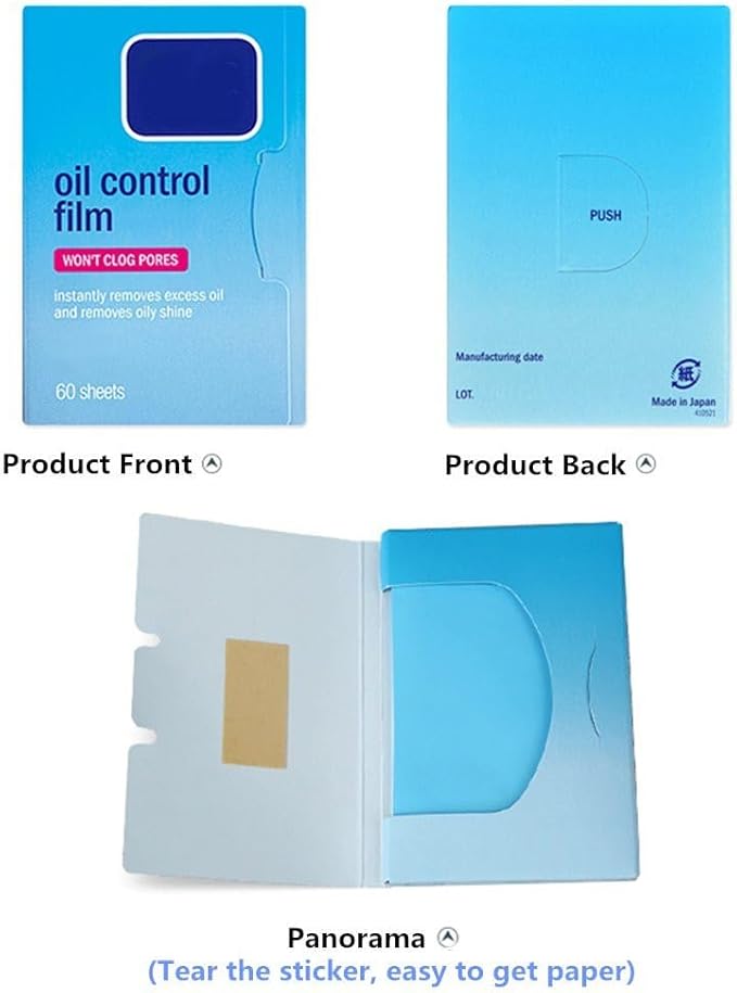 1 Pack Oil Blotting Sheets for Face (60 Sheets) - Oil Absorbing Blotting Papers for Oily Skin, Makeup-Friendly & Portable Oil Wipes