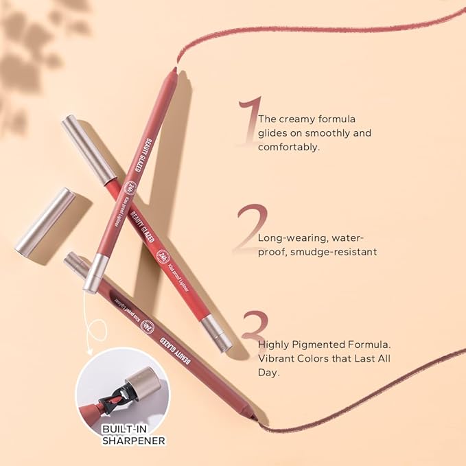 Ultra Fine Lip Liner Non-Stick Cup Not Fade Waterproof Velvety Nude Long-lasting Comestic Tool,Assorted Colors High Pigmented Matte Smooth Soft Pencils Natural Lip Makeup Lip Liners