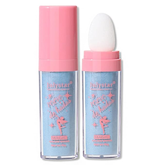 GL-Turelifes Hightlighter Stick Puff Fairy Stick Highlight Powder Glitter Loose Powder Brush Stick Contouring Powder Shimming Powder Eyes,Face,Body Tiktok Makeup (P04 Sky Blue) Pack of 1 0.3175 Ounce