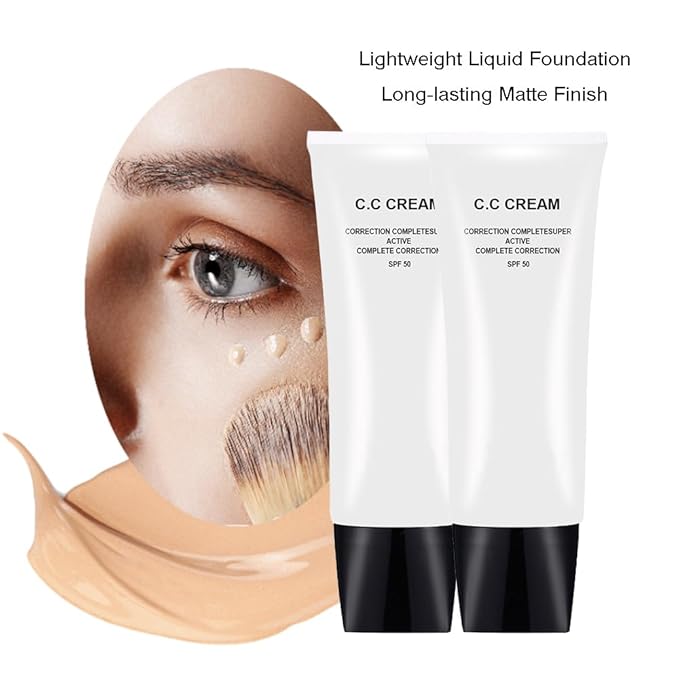 2Pcs CC Cream Skin Tone Adjusting with SPF 50, Complete Correction Active Formula, 30ml (Natural, 2Pcs)