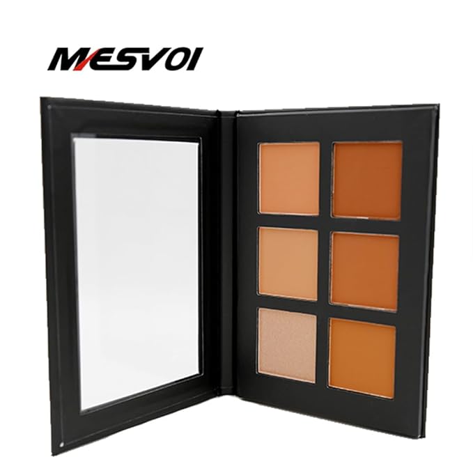 6 Color Contour Powder Kit Foundation Palette Contouring Makeup Kit Highlight Dramatically Sculpt Enhance Features (Deep)