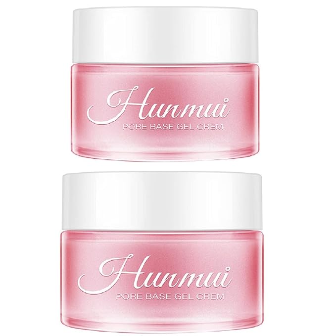 2PCS Hunmui Face Primer Pore Base Gel Cream Cover Pores Water Embellish Skin Silky Finish,Remove Oils Light Weight Primer Natural Make Up To Flawless Face Firming Moisturizers