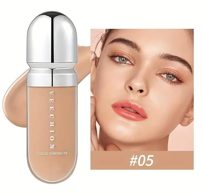 12-Shade Full Coverage Long Lasting Concealer, Waterproof Liquid Foundation For All Skin Types, Matte Finish, Buildable Coverage (5, 8ml)