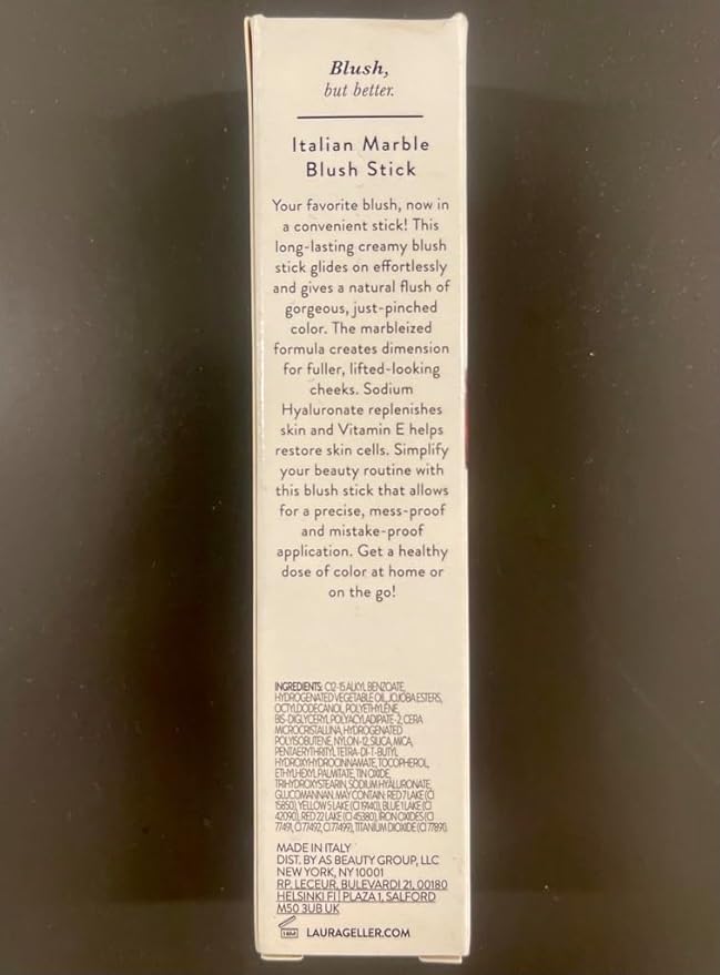 LAURA GELLER NEW YORK Italian Marble Blush Makeup Stick | Cream Finish Marbleized Blush for Cheeks, D'oro Berry