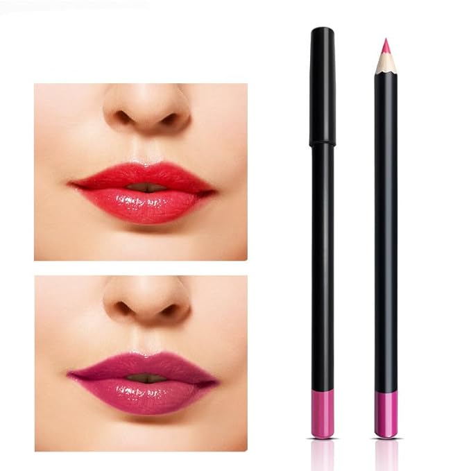 AKOAK Wooden Women's Lip Pencil, Waterproof Cosmetic Lipstick Pencil, Pack of 2