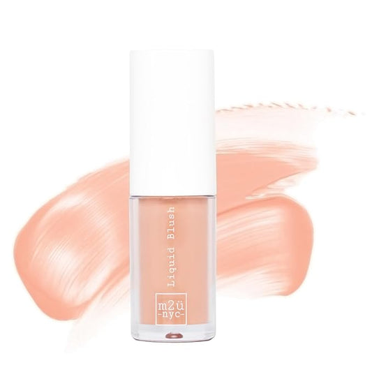 M2U NYC Peach Liquid Blush – Soft, Dewy Liquid Blush for Cheeks with High Pigment Color & Breathable Feel – Lightweight & Blendable, Long-Lasting Formula Infused with Rosehip Oil (Sweet Peach)