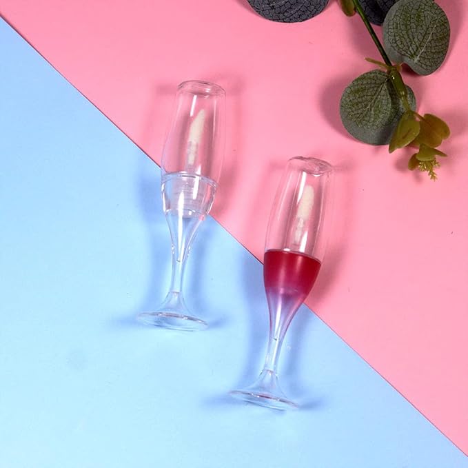25 PCS wineglass shaped lip gloss tube cute lipgloss container tubes 5ML (Red)