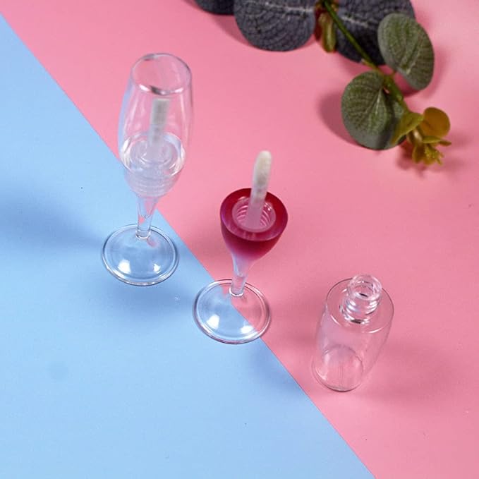 25 PCS wineglass shaped lip gloss tube cute lipgloss container tubes 5ML (Red)
