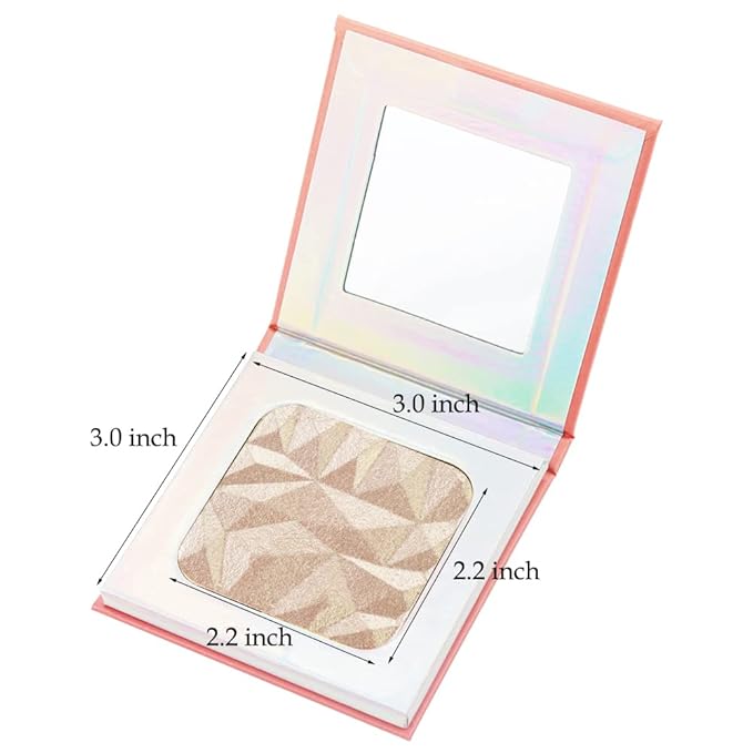 Highlighter Makeup Palette,holographic packaging with Mirror Cosmetics Vegan, Cruelty Free and Hypoallergenic 6 color Pigmented Face (Highlighters-03)
