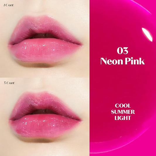 ETUDE Dear Darling Oil Tint #3 Neon Pink 4.2g | High Moisturizing and Strong Hydrating Lip Oil/Lip Gloss | Smooth and Moist Lips | Non-Sticky Lip Oil Tint For Dry Lips | K-beauty