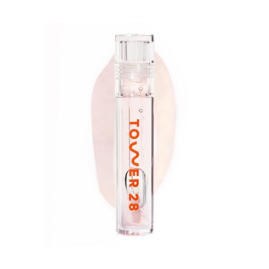 Tower 28 ShineOn Lip Jelly, CHILL, Non-Sticky, Hydrating Vegan Lip Gloss in Clear, Moisturizing Apricot and Raspberry Seed Oil, Clean, Cruelty Free