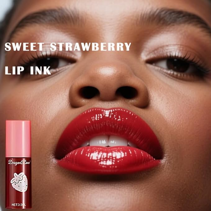 MYUANGO 10 Colors Lip Tint, Color Tinted Lip Stain, Moisturizing Lip Balm Liquid Lipstick Makeup Hydrating Long Lasting Lip Gloss (Strawberry)