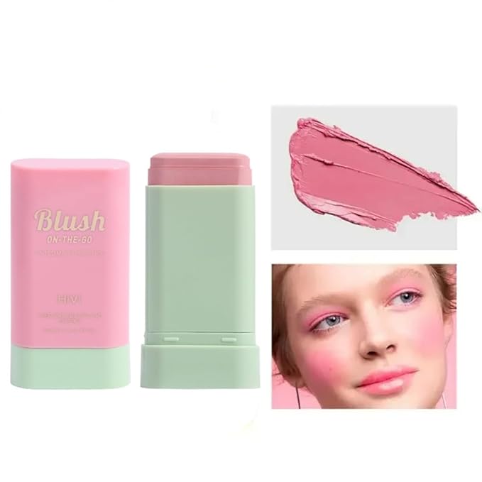 LAMUSELAND Cream Blush Stick, Multi Use Waterproof Natural Face Blush, Moisturize, Long-lasting, Pigmented & Blendable, Matte Makeup Blush Stick for Cheeks Eyes Lips (cherry pink)