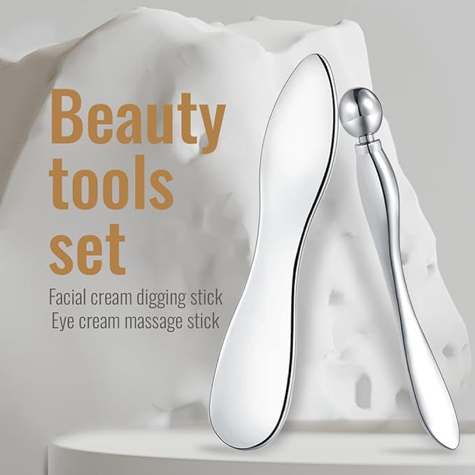 KOOBA Eye Cream Applicator and Cosmetic Cream Spatulas Spoon Reusable Roller Massager Tool Facial Wand Stick Skincare Accessories