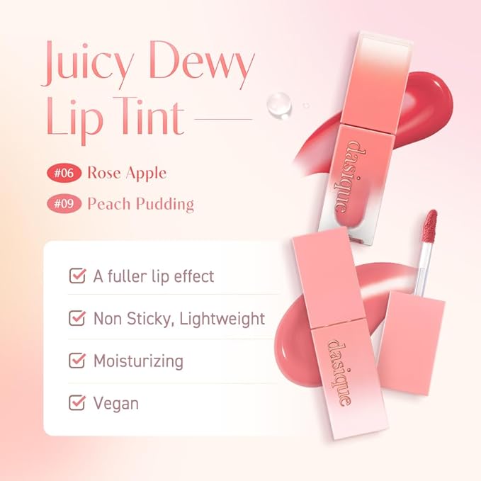 dasique Juicy Dewy Tint Duo Set #06 Rose Apple & #09 Peach Pudding | Gift Cream Blending Cheek Pink Choux