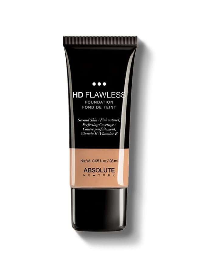 Absolute New York HD Flawless Fluid Foundation, Lightweight and Buildable, Water-Based Liquid Foundation, Healthy Radiance To The Skin (AHDF03 Beige, .95 fl oz)