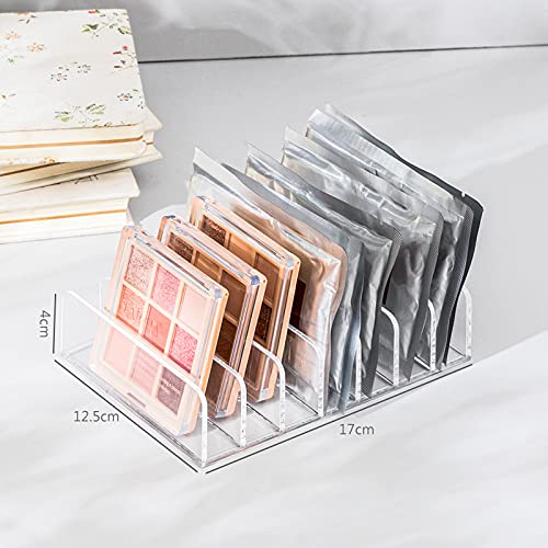 1 Piece 7-Section Acrylic Eyeshadow Organizer Cosmetic Makeup Palette Organizer Divided Makeup Organizer Eyeshadow Contour Blush Holder for Eyeshadow Palettes Blush Face Powder, Small, Clear