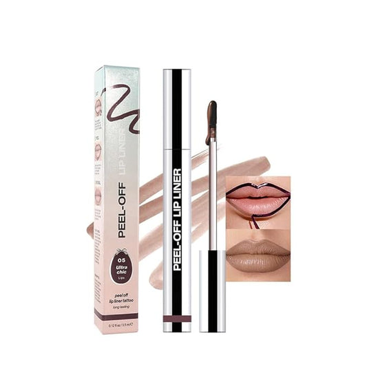 Matte Liquid Lip Stain Peel Off Lip Liner Tattoo - Dark Brown, Waterproof Smudge-Proof Lip Gloss, Long-Lasting Non-Stick Cup Formula, Natural Peel Off Design for All Skin Types (#5, 0.12 fl oz)