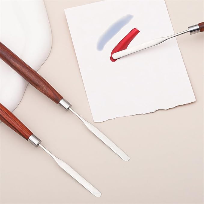 2 Pieces Makeup Spatula Stainless Steel Cosmetic Spatula Foundation Spatula Cosmetic Mixing Spatula Makeup Palette Spatula Eye Cream Spoon Nail Art Stirring Rod with Plastic Handle